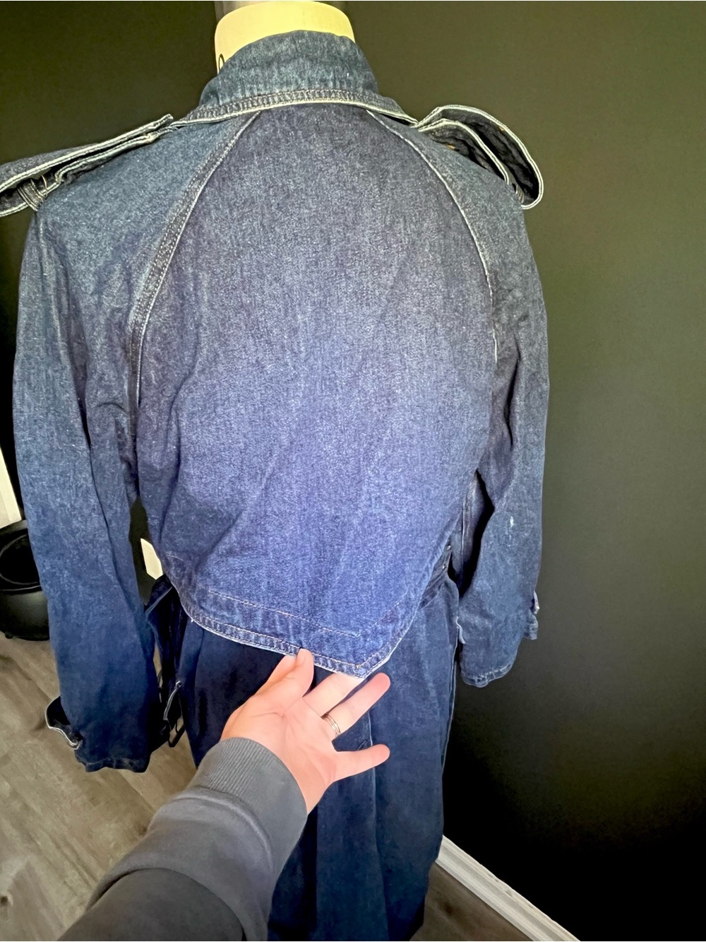 Rare 90s Avon Fashions Denim Trench Coat- Size M - Picture 10 of 16